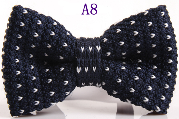 Men's Slim Knitting Bowties Narrow Skinny Striped Lattice Pattern Kintted Bow Ties For Adult
