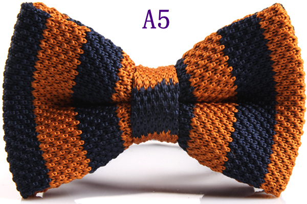 Men's Slim Knitting Bowties Narrow Skinny Striped Lattice Pattern Kintted Bow Ties For Adult