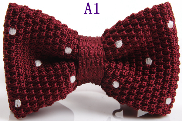 Men's Slim Knitting Bowties Narrow Skinny Striped Lattice Pattern Kintted Bow Ties For Adult