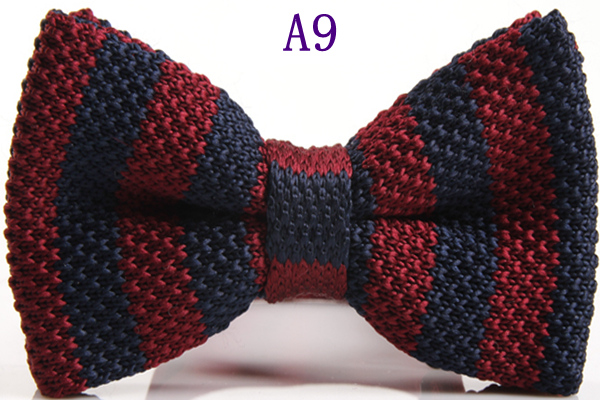 Men's Slim Knitting Bowties Narrow Skinny Striped Lattice Pattern Kintted Bow Ties For Adult