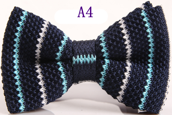 Men's Slim Knitting Bowties Narrow Skinny Striped Lattice Pattern Kintted Bow Ties For Adult