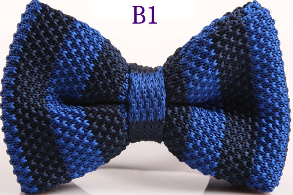 Men's Slim Knitting Bowties Narrow Skinny Striped Lattice Pattern Kintted Bow Ties For Adult