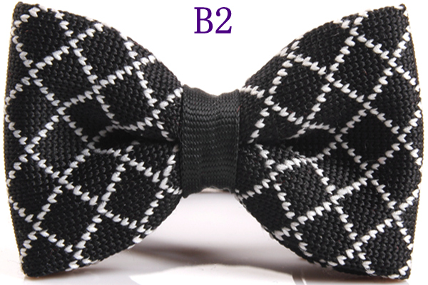 Men's Slim Knitting Bowties Narrow Skinny Striped Lattice Pattern Kintted Bow Ties For Adult