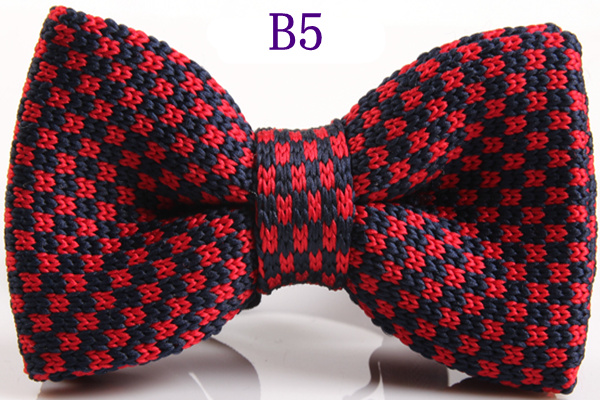 Men's Slim Knitting Bowties Narrow Skinny Striped Lattice Pattern Kintted Bow Ties For Adult