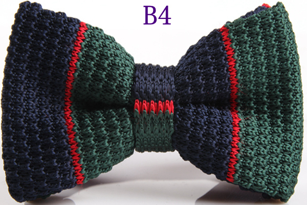 Men's Slim Knitting Bowties Narrow Skinny Striped Lattice Pattern Kintted Bow Ties For Adult