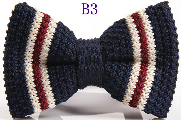 Men's Slim Knitting Bowties Narrow Skinny Striped Lattice Pattern Kintted Bow Ties For Adult