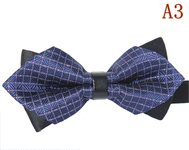 Men's Plaid Tip Bow Ties Adult Adjustable Length Young Girl's One Piece Colour Striped Small Bowies