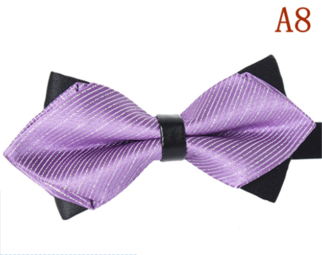 Men's Plaid Tip Bow Ties Adult Adjustable Length Young Girl's One Piece Colour Striped Small Bowies