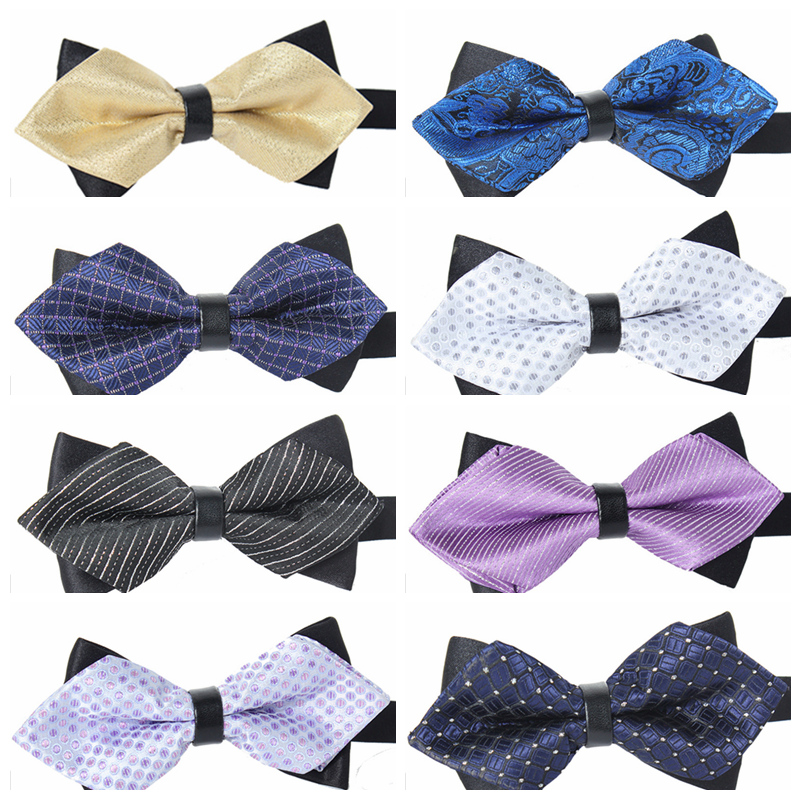 Men's Plaid Tip Bow Ties Adult Adjustable Length Young Girl's One Piece Colour Striped Small Bowies