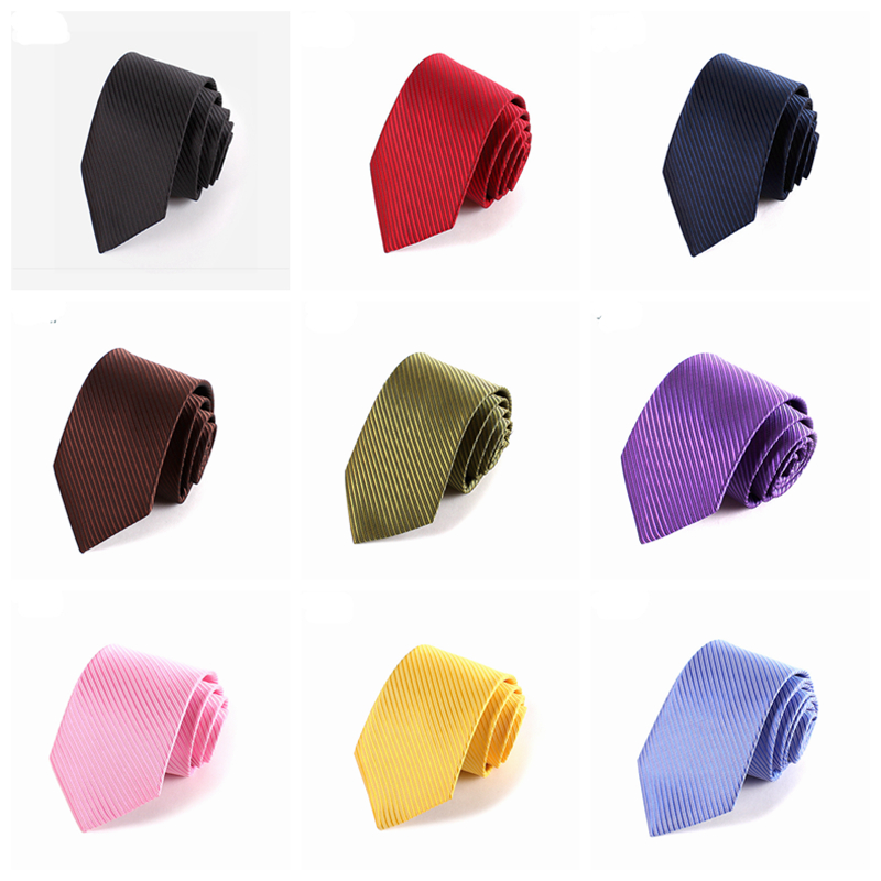 Fashion Men's Slim Striped Solid Colour Neckties For Adult Business Office Lady Hnad Make Ties