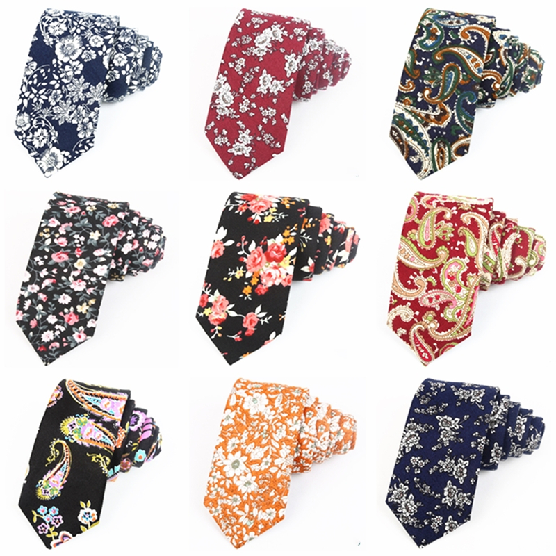 Fashion Men's Slim Narrow Neckties For Adult 6cm Arrow Girl's Floral Printing Neck Ties For Wedding