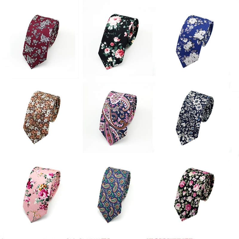 Fashion Men's Slim Narrow Neckties For Adult 6cm Arrow Girl's Handmade Floral Printing Neck Ties