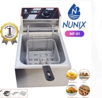 Nunix Single Commercial Electric Deep Fryer Stainless Steel Household Chips Frying Pan