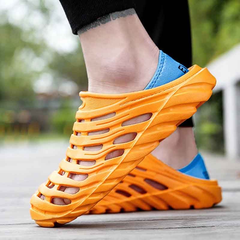The new plus-size crocs for men are lightweight, soft-soled sandal sandals with cut-out feet