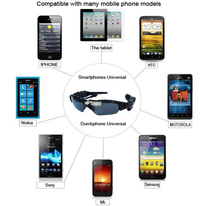 Bluetooth Sunglasses Outdoor Smart Sun Glasses Wireless Headset with Microphone for Smart Phones
