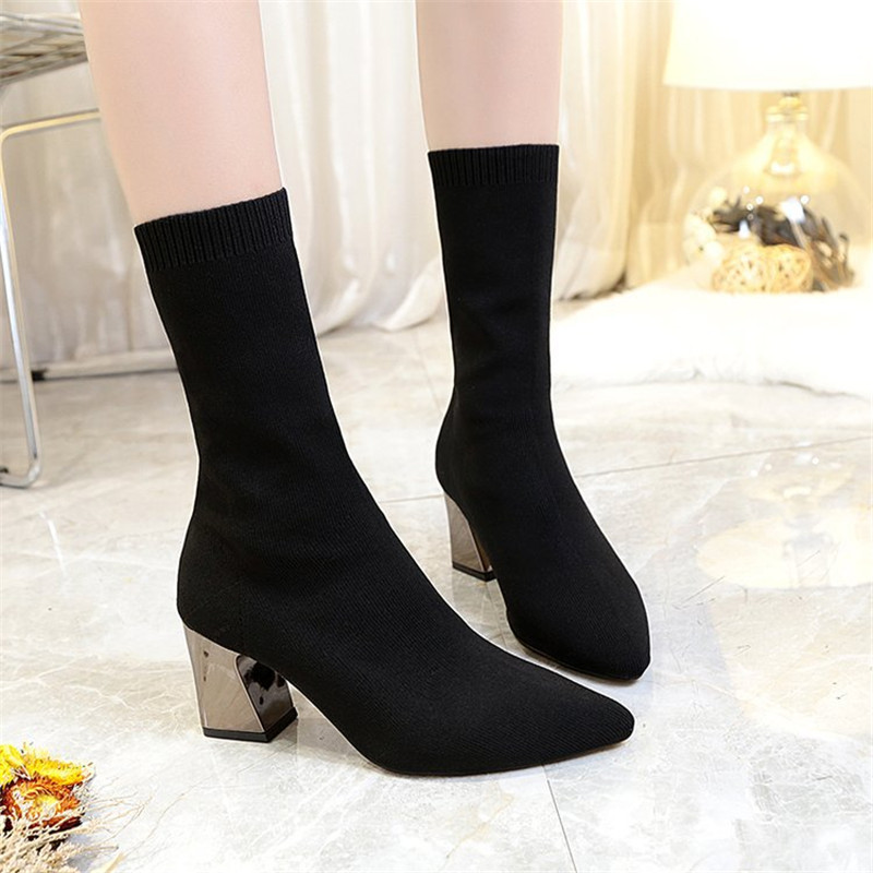 Women's shoes new stovepipe high-heeled elastic boots tube socks boots increased sexy wool boots