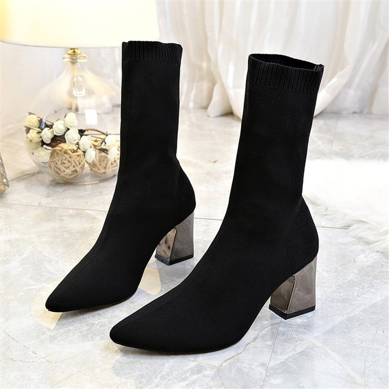 Women's shoes new stovepipe high-heeled elastic boots tube socks boots increased sexy wool boots