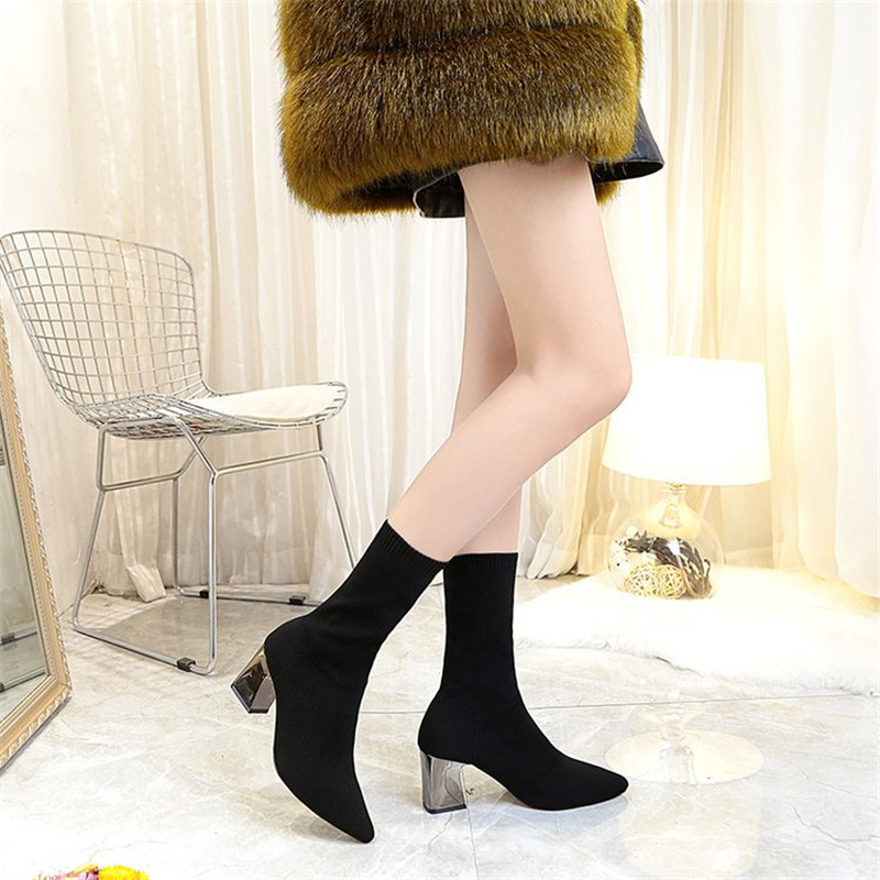Women's shoes new stovepipe high-heeled elastic boots tube socks boots increased sexy wool boots