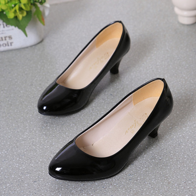 Patent leather Low Heels Shoes Women Professional Shoes Ladies Shallow Mouth Work Shoes Office Shoe