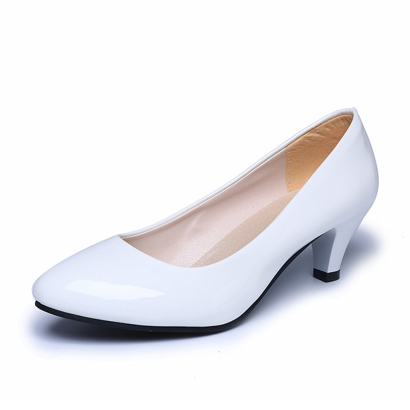 Patent leather Low Heels Shoes Women Professional Shoes Ladies Shallow Mouth Work Shoes Office Shoe