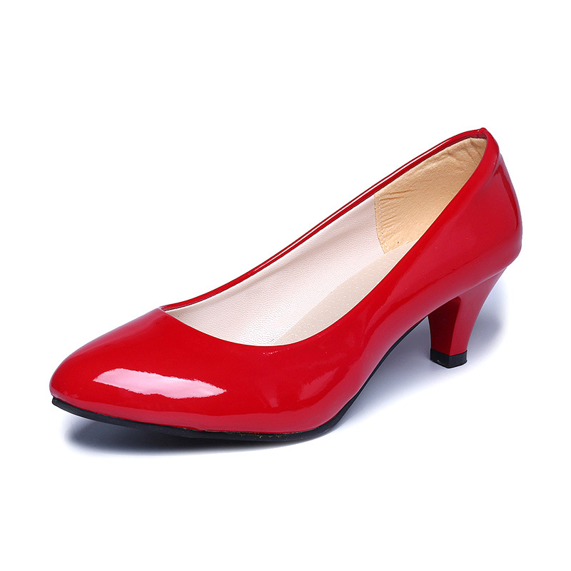 Patent leather Low Heels Shoes Women Professional Shoes Ladies Shallow Mouth Work Shoes Office Shoe