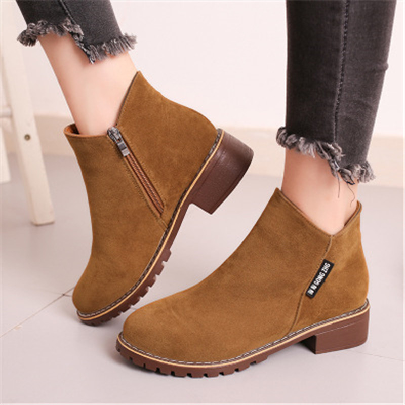 Women Ankle Boots Short Martin Boots Chunky Heels Boots Female Fashion Shoes