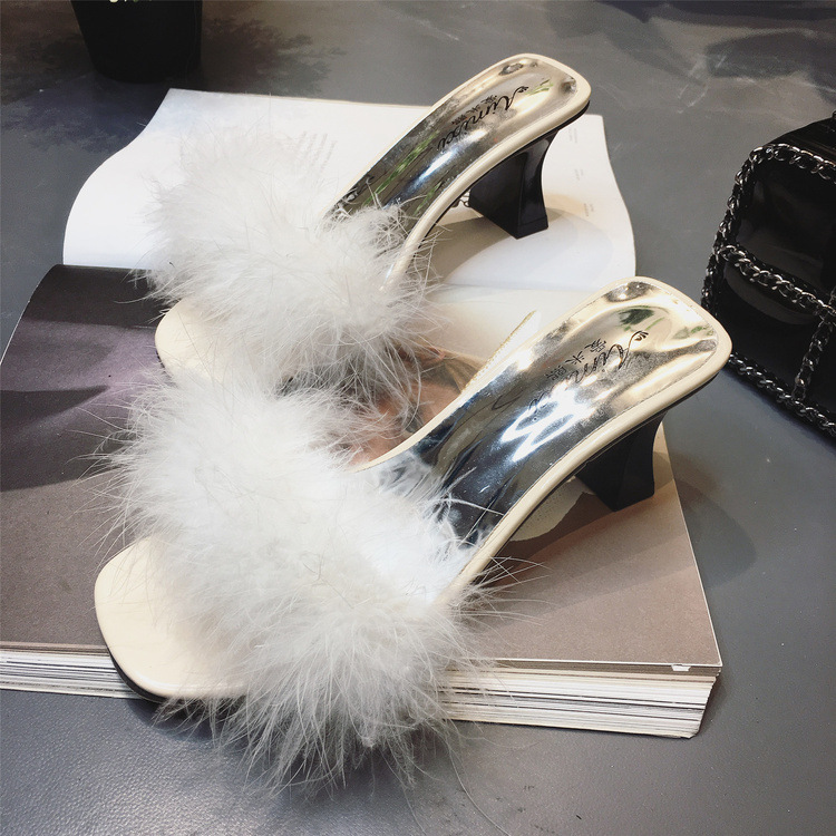 New Korean Style Outdoor Women's Sandals fashion Fluffy Slippers