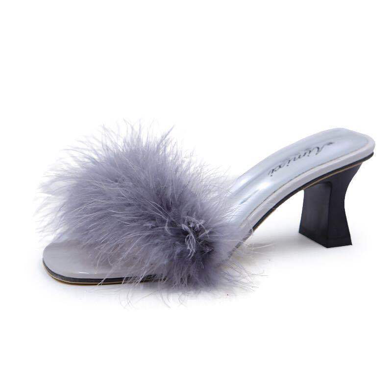 New Korean Style Outdoor Women's Sandals fashion Fluffy Slippers