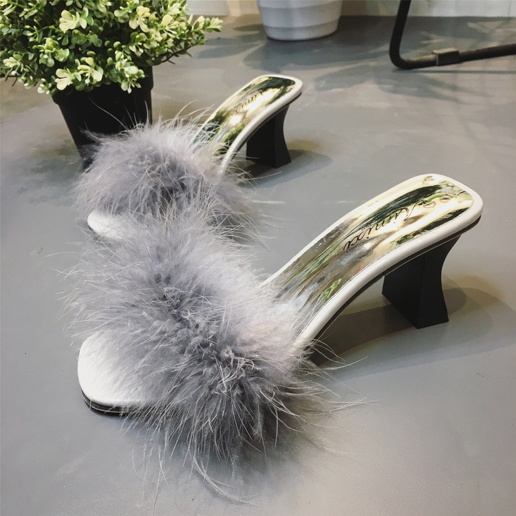 New Korean Style Outdoor Women's Sandals fashion Fluffy Slippers