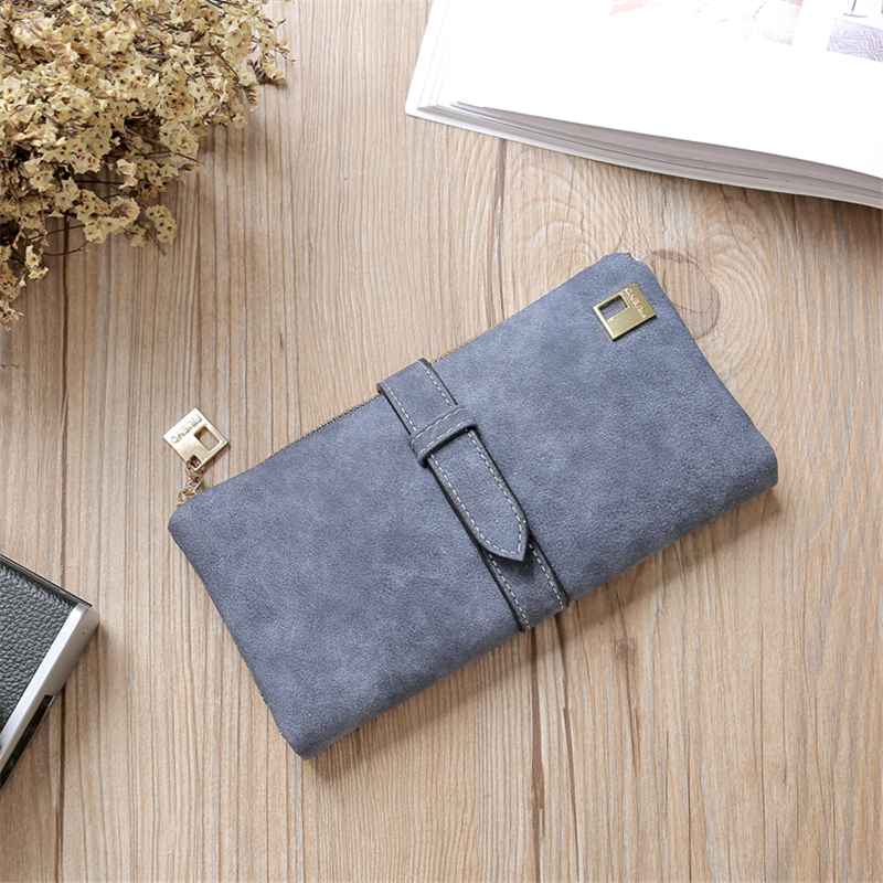 KIKO Women Wallets Matte Leather Wallet Female Coin Purse Wallet Card Holder Wristlet Money Bag