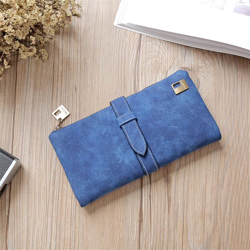 KIKO Women Wallets Matte Leather Wallet Female Coin Purse Wallet Card Holder Wristlet Money Bag