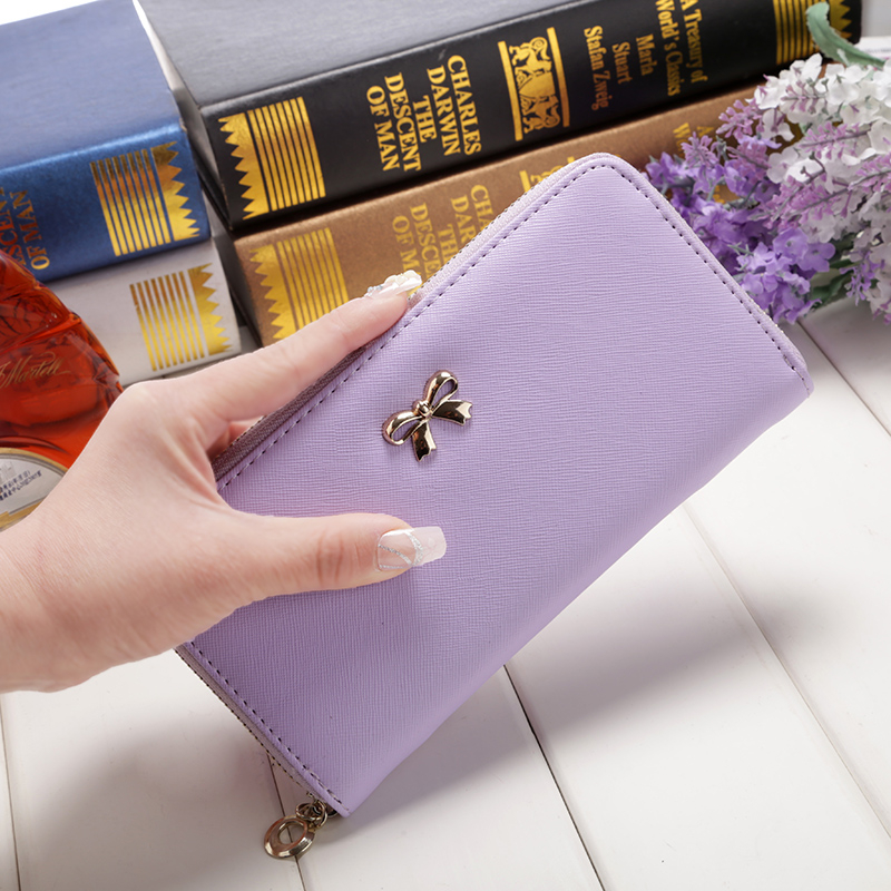 KIKO Women Long Clutch Wallets Female Fashion PU Leather Bowknot Coin Bag Purses Holder Wallet