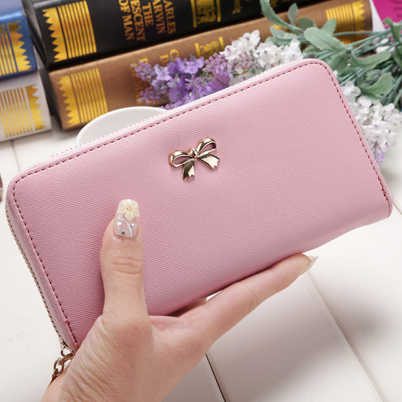 KIKO Women Long Clutch Wallets Female Fashion PU Leather Bowknot Coin Bag Purses Holder Wallet