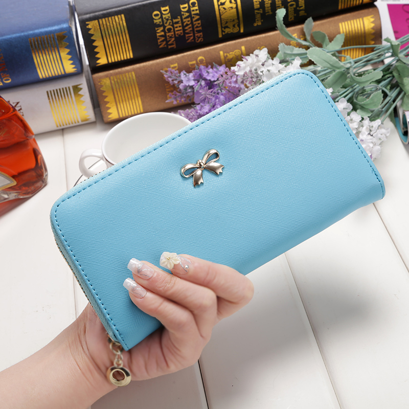 KIKO Women Long Clutch Wallets Female Fashion PU Leather Bowknot Coin Bag Purses Holder Wallet