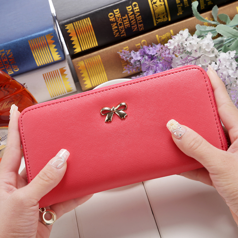 KIKO Women Long Clutch Wallets Female Fashion PU Leather Bowknot Coin Bag Purses Holder Wallet