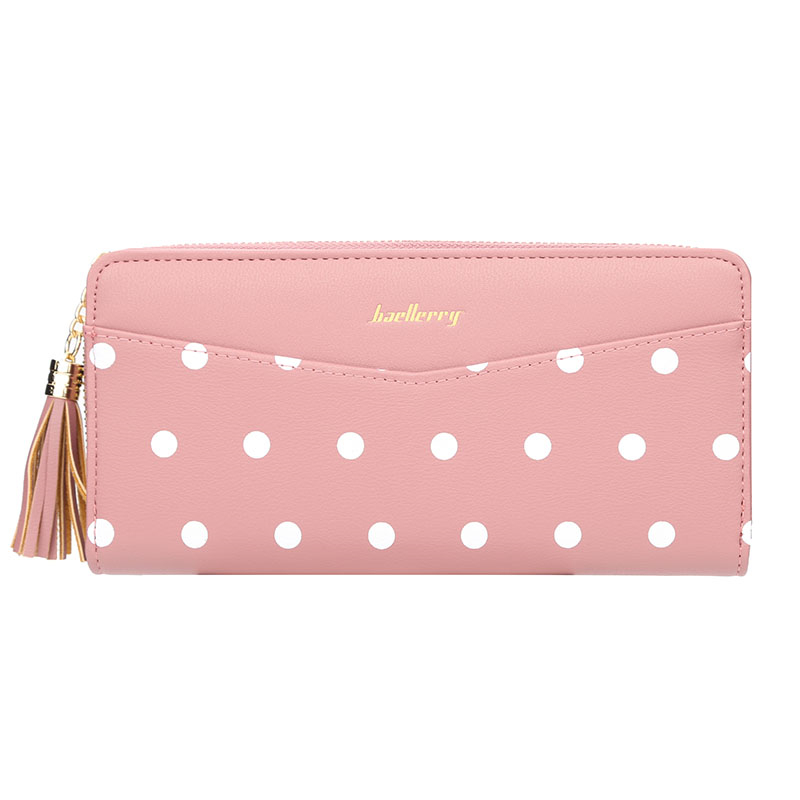 KIKO Women's Wallet Cute Dot Long Paragraph Clutch Bag Multi-function Zipper Tassel Phone Bag