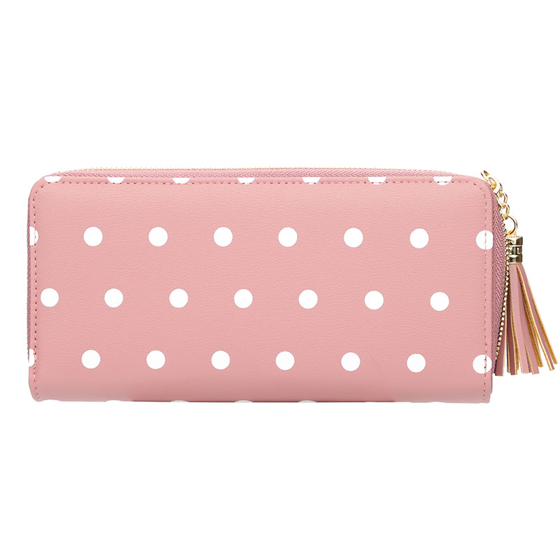 KIKO Women's Wallet Cute Dot Long Paragraph Clutch Bag Multi-function Zipper Tassel Phone Bag