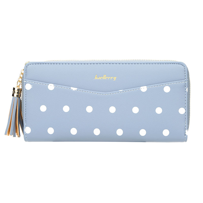 KIKO Women's Wallet Cute Dot Long Paragraph Clutch Bag Multi-function Zipper Tassel Phone Bag