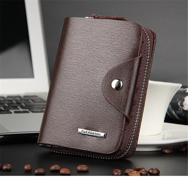 KIKO New Men's Buckle Wallet Fashion Zipper Short Bag Multi-function Card Pack Coin Purse