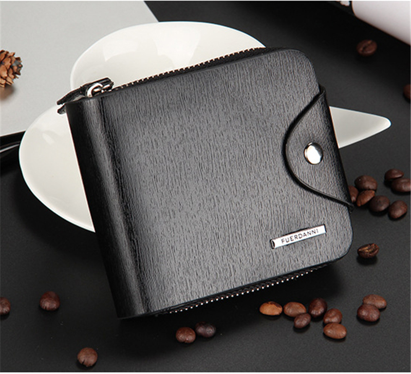KIKO New Men's Buckle Wallet Fashion Zipper Short Bag Multi-function Card Pack Coin Purse