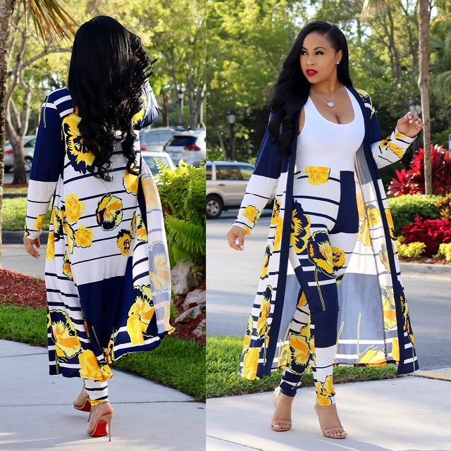 Fashionable Women's Suits Digital prints Capes Trousers Casual Suits