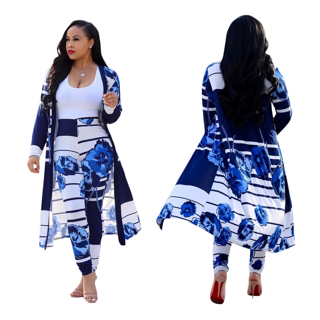 Fashionable Women's Suits Digital prints Capes Trousers Casual Suits