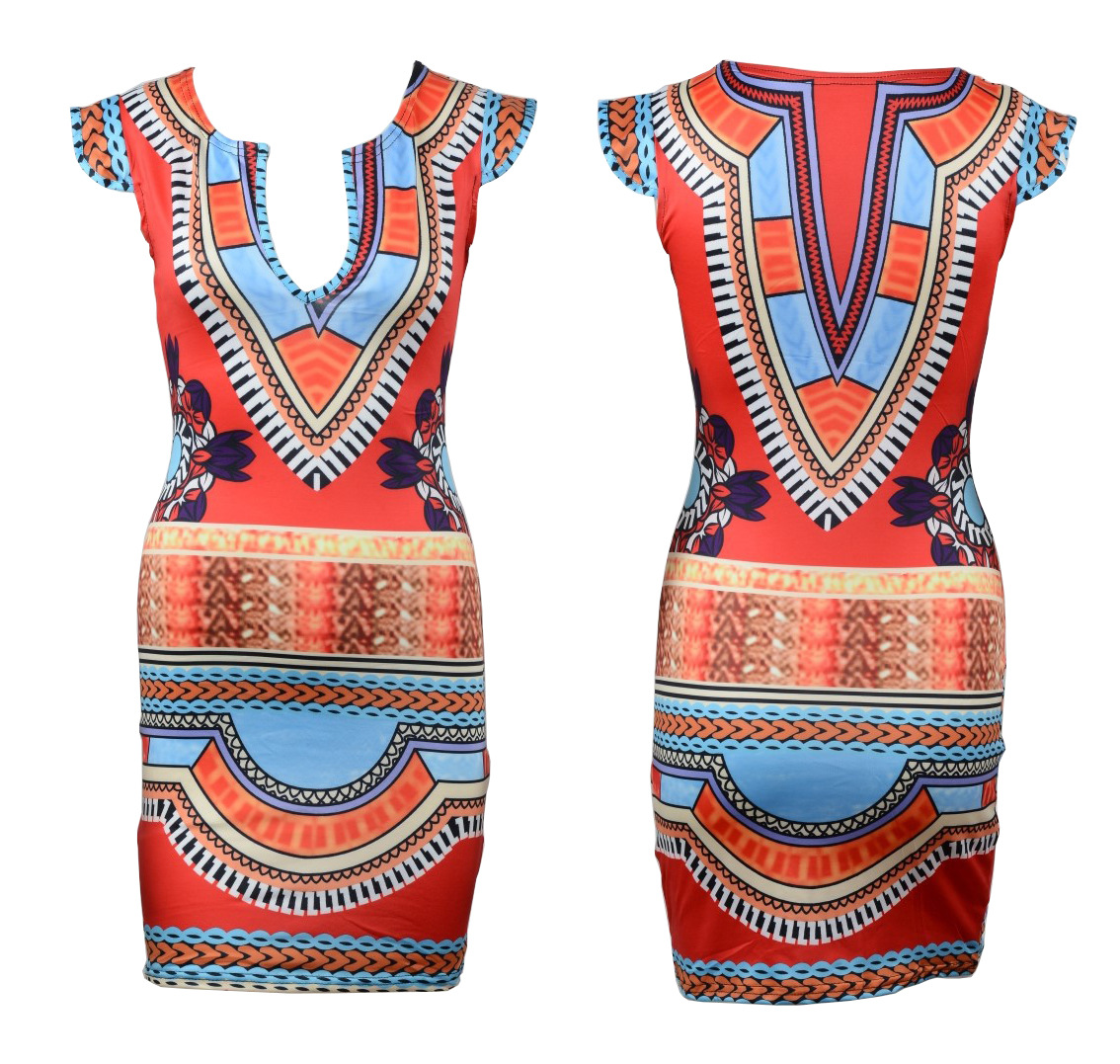 Women National style Sleeveless Flower Printed sexy Mini Boycon Dress