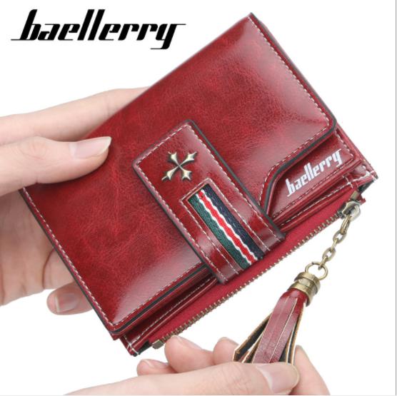 Women's Vintage PU Leather Wallet Tassel Short Purse Coin Bag
