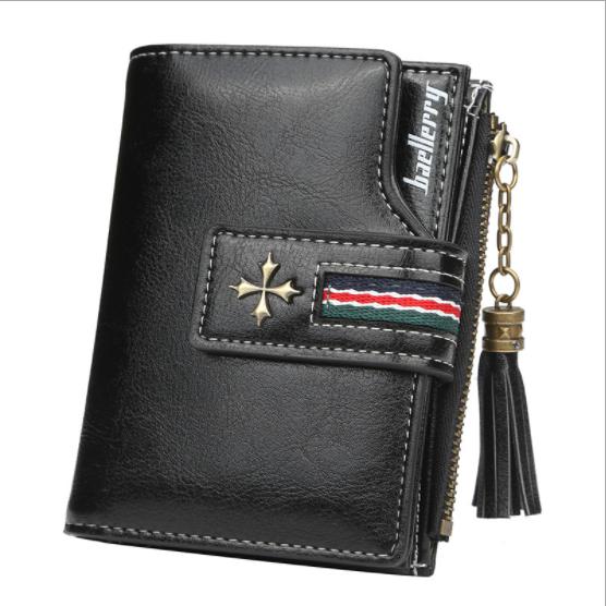 Women's Vintage PU Leather Wallet Tassel Short Purse Coin Bag