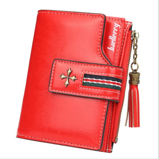 Women's Vintage PU Leather Wallet Tassel Short Purse Coin Bag