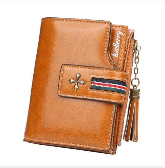 Women's Vintage PU Leather Wallet Tassel Short Purse Coin Bag