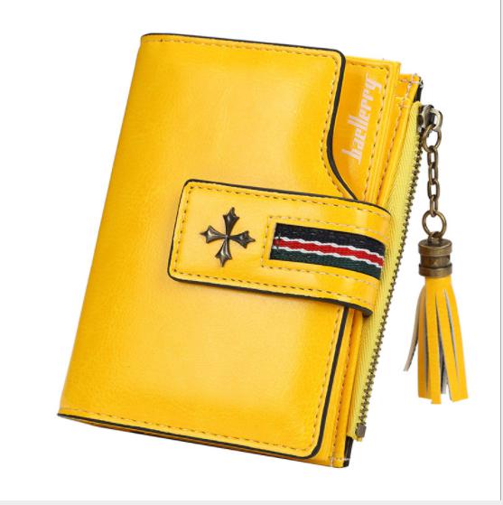 Women's Vintage PU Leather Wallet Tassel Short Purse Coin Bag