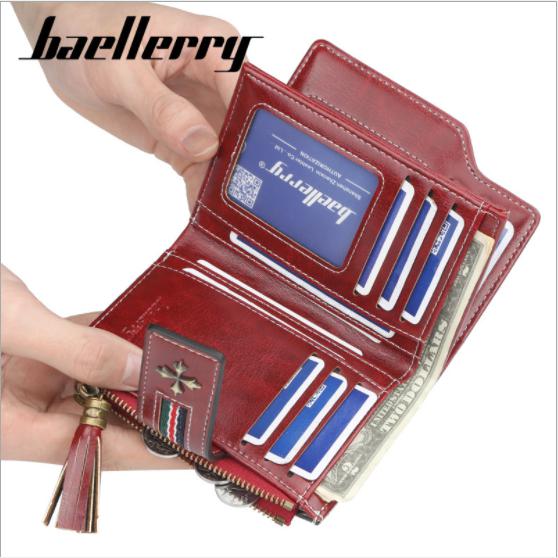 Women's Vintage PU Leather Wallet Tassel Short Purse Coin Bag