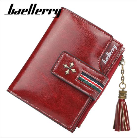 Women's Vintage PU Leather Wallet Tassel Short Purse Coin Bag